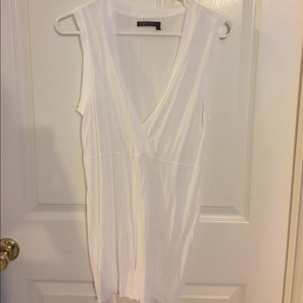 White sleeveless top